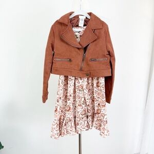 Nicole Miller Tan 2 pieces Jacket and Floral Dress